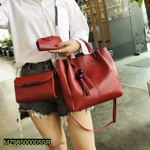 3 Pcs Women leather Bag - Image 3