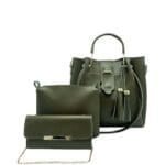 3 Pcs Women Leather Plain Shoulder Bag