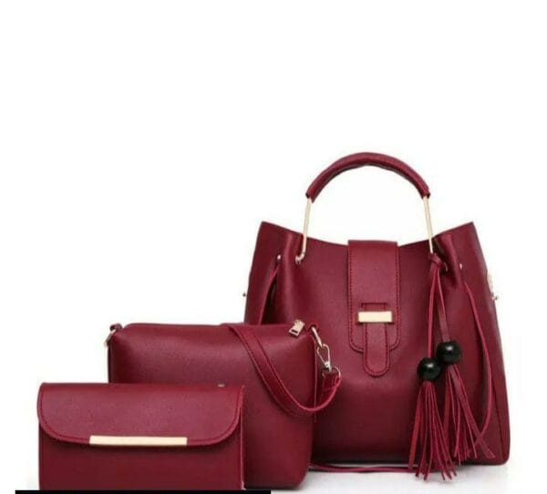 X- 3 Pcs Alexa Maroon Hand Bag