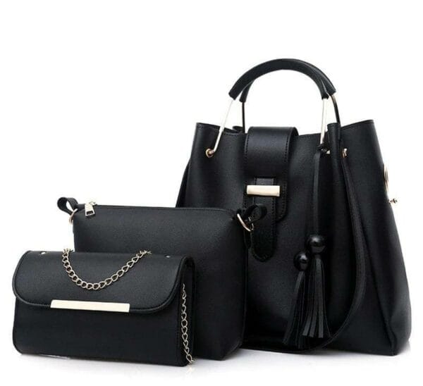 X- 3 Pcs Alexa Black Hand Bag